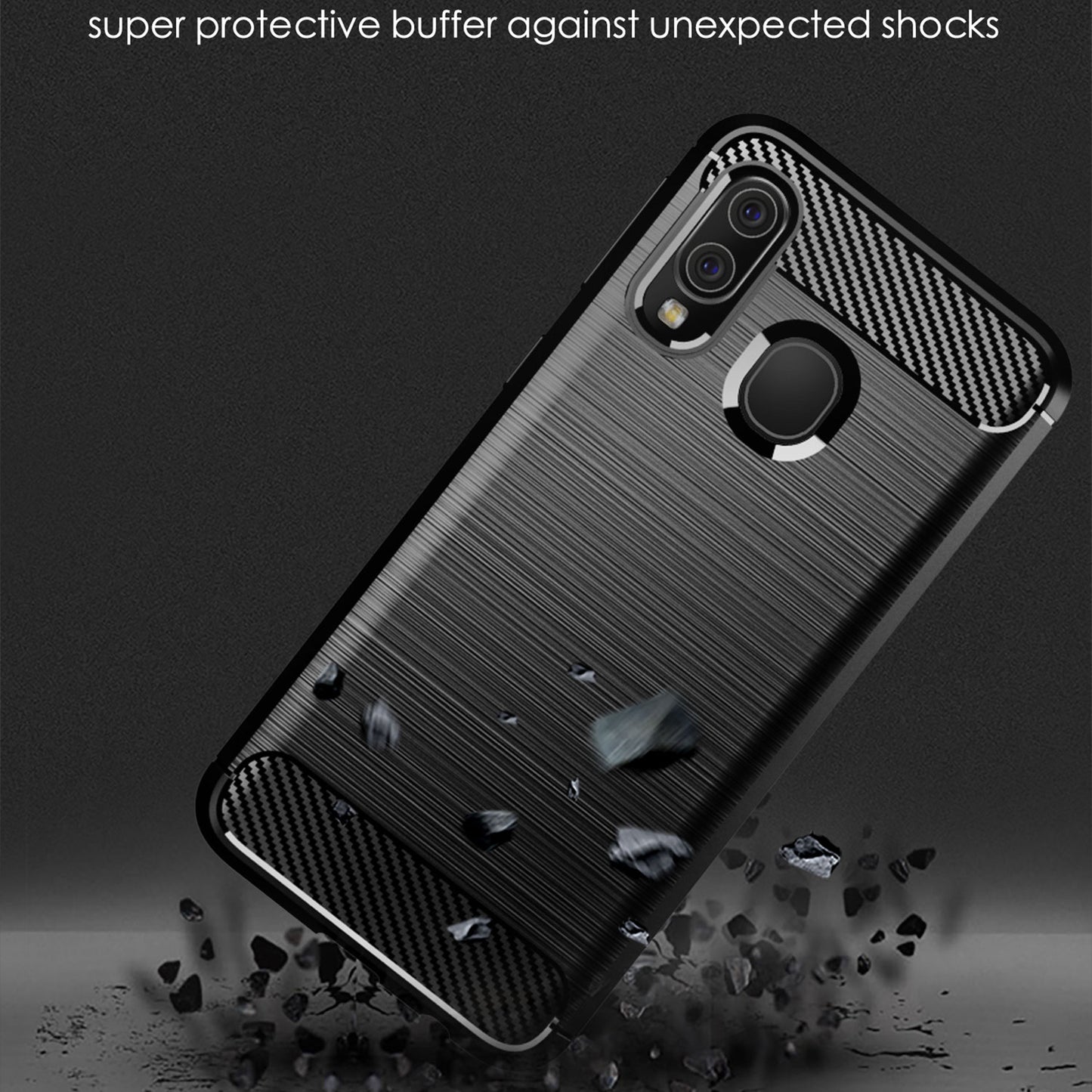1.8mm Heat Dissipation TPU Case Ultra Thin Scratch-Resistant Carbon Fiber Texture Brushed Surface Phone Cover for Samsung Galaxy A40