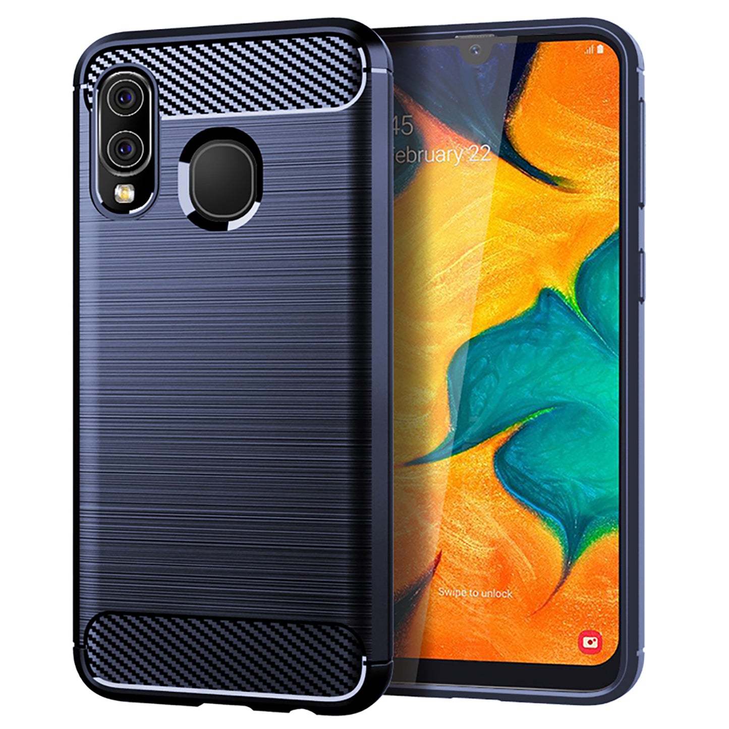 1.8mm Heat Dissipation TPU Case Ultra Thin Scratch-Resistant Carbon Fiber Texture Brushed Surface Phone Cover for Samsung Galaxy A40