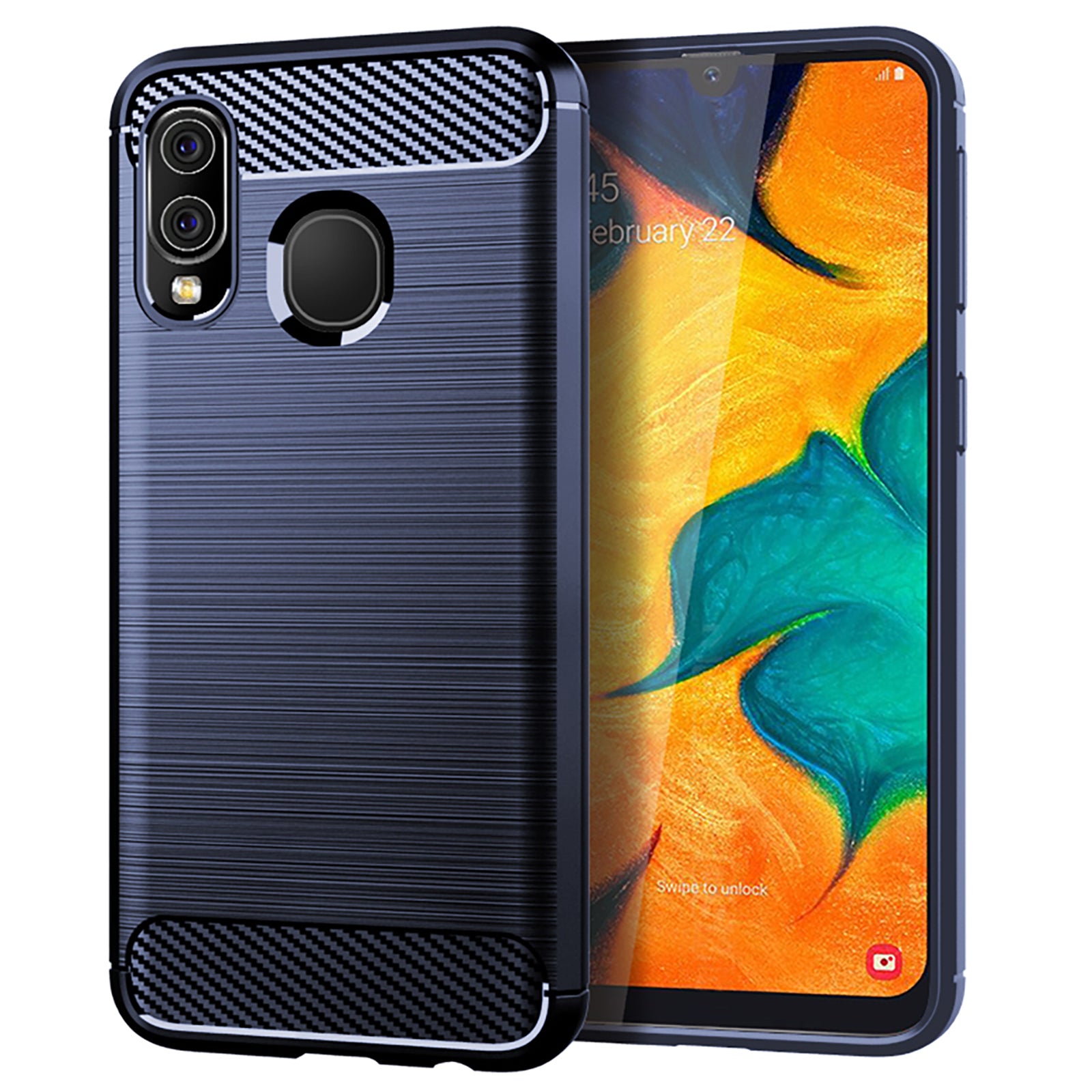 1.8mm Heat Dissipation TPU Case Ultra Thin Scratch-Resistant Carbon Fiber Texture Brushed Surface Phone Cover for Samsung Galaxy A40