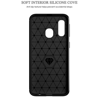 1.8mm Heat Dissipation TPU Case Ultra Thin Scratch-Resistant Carbon Fiber Texture Brushed Surface Phone Cover for Samsung Galaxy A40