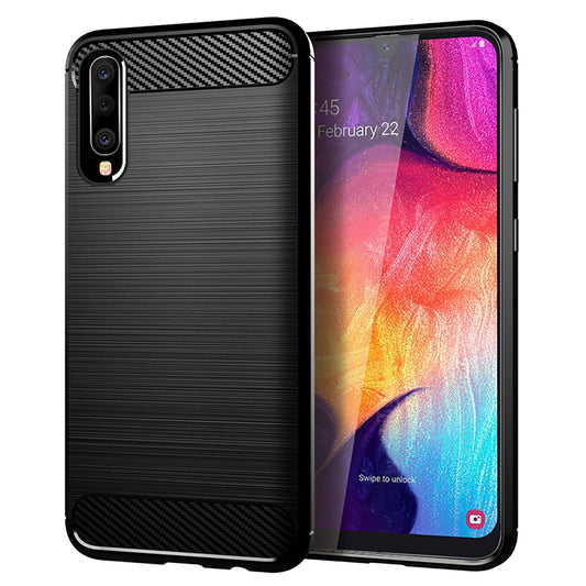 1.8mm Heat Dissipation TPU Case Super Slim Carbon Fiber Texture Scratch-Proof Brushed Surface Phone Cover for Samsung Galaxy A50/A50s/A30s