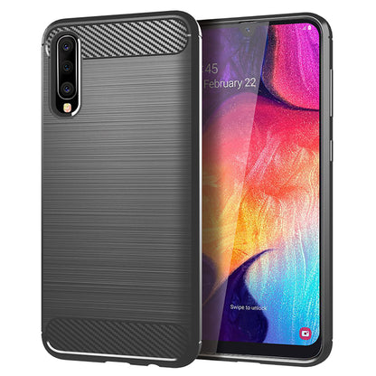 1.8mm Heat Dissipation TPU Case Super Slim Carbon Fiber Texture Scratch-Proof Brushed Surface Phone Cover for Samsung Galaxy A50/A50s/A30s