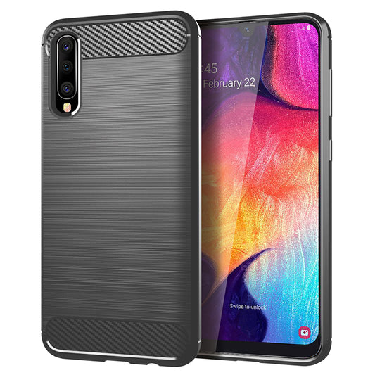 1.8mm Heat Dissipation TPU Case Super Slim Carbon Fiber Texture Scratch-Proof Brushed Surface Phone Cover for Samsung Galaxy A50/A50s/A30s