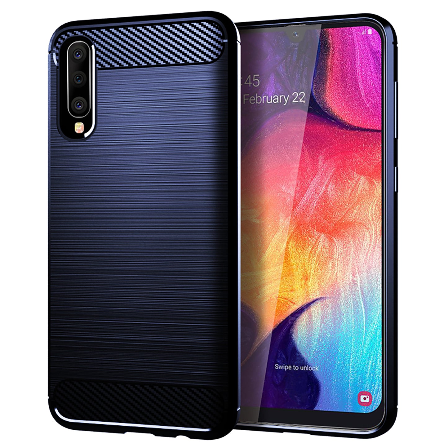 1.8mm Heat Dissipation TPU Case Super Slim Carbon Fiber Texture Scratch-Proof Brushed Surface Phone Cover for Samsung Galaxy A50/A50s/A30s