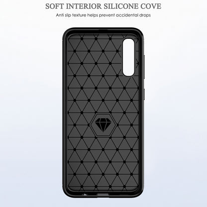 1.8mm Heat Dissipation TPU Case Super Slim Carbon Fiber Texture Scratch-Proof Brushed Surface Phone Cover for Samsung Galaxy A50/A50s/A30s