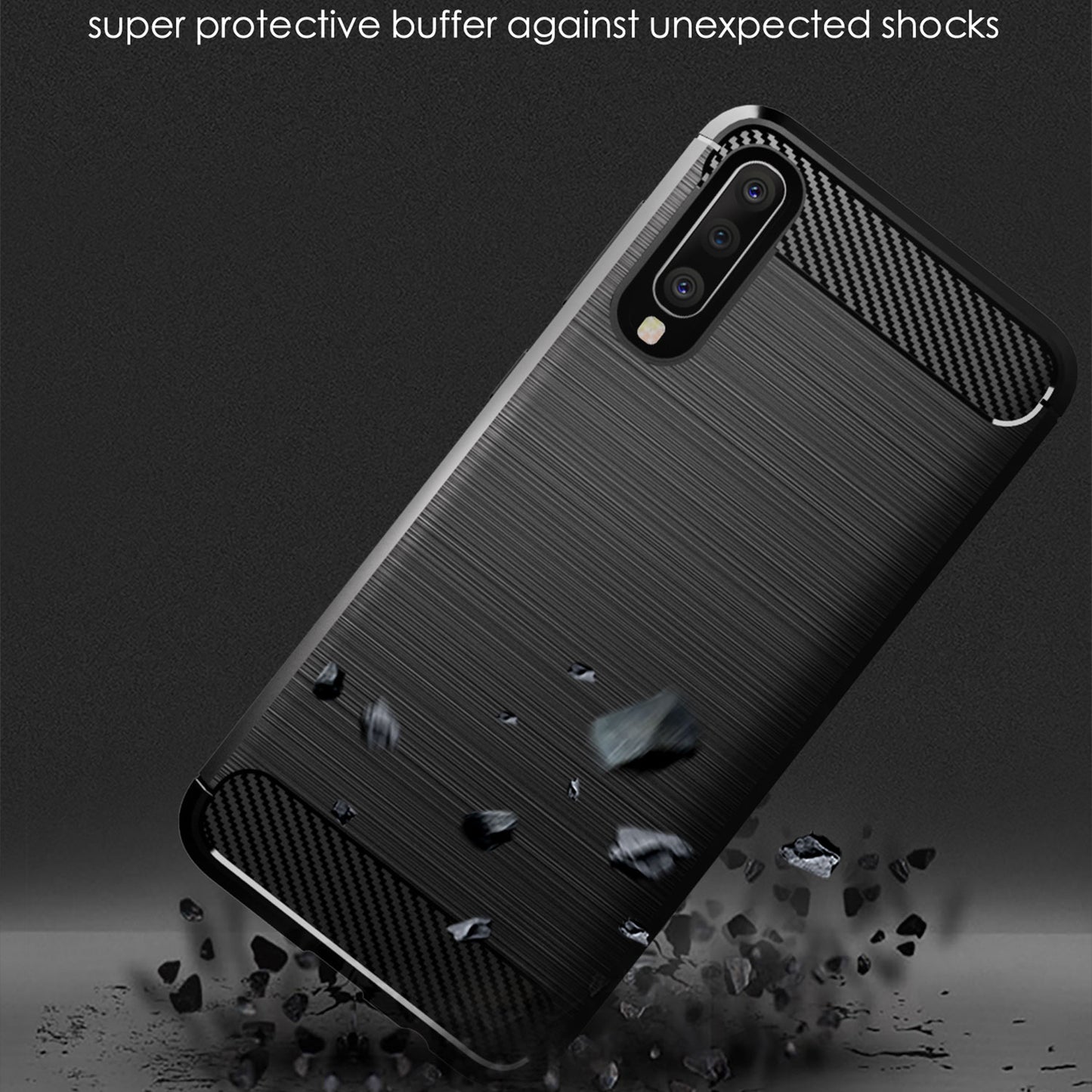 1.8mm Heat Dissipation TPU Case Super Slim Carbon Fiber Texture Scratch-Proof Brushed Surface Phone Cover for Samsung Galaxy A50/A50s/A30s
