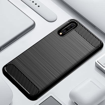 1.8mm Heat Dissipation TPU Case Super Slim Carbon Fiber Texture Scratch-Proof Brushed Surface Phone Cover for Samsung Galaxy A50/A50s/A30s