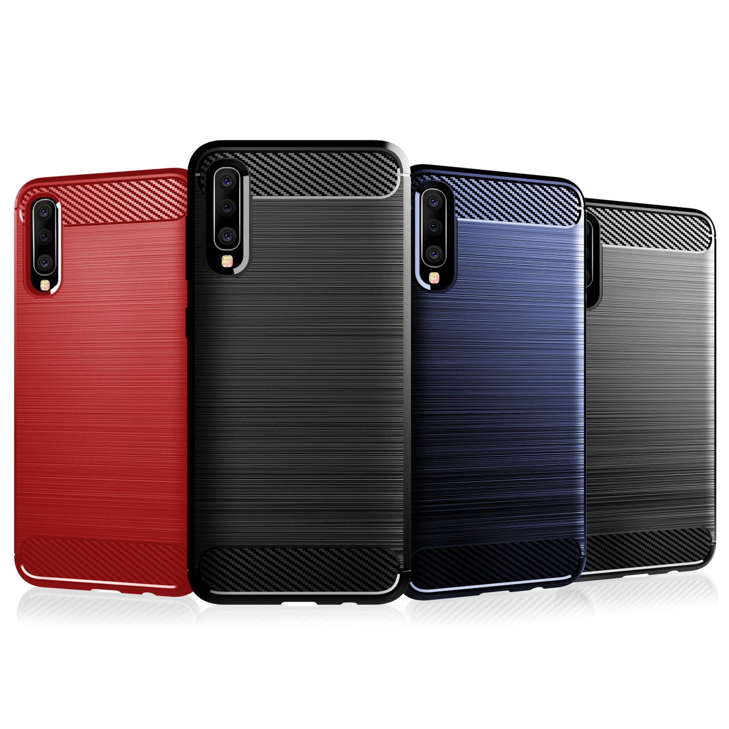 1.8mm Heat Dissipation TPU Case Super Slim Carbon Fiber Texture Scratch-Proof Brushed Surface Phone Cover for Samsung Galaxy A50/A50s/A30s