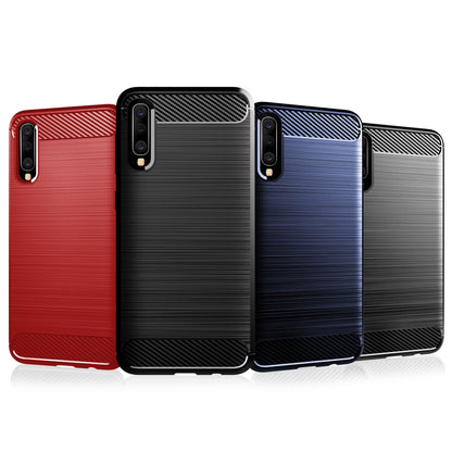 1.8mm Heat Dissipation TPU Case Super Slim Carbon Fiber Texture Scratch-Proof Brushed Surface Phone Cover for Samsung Galaxy A50/A50s/A30s