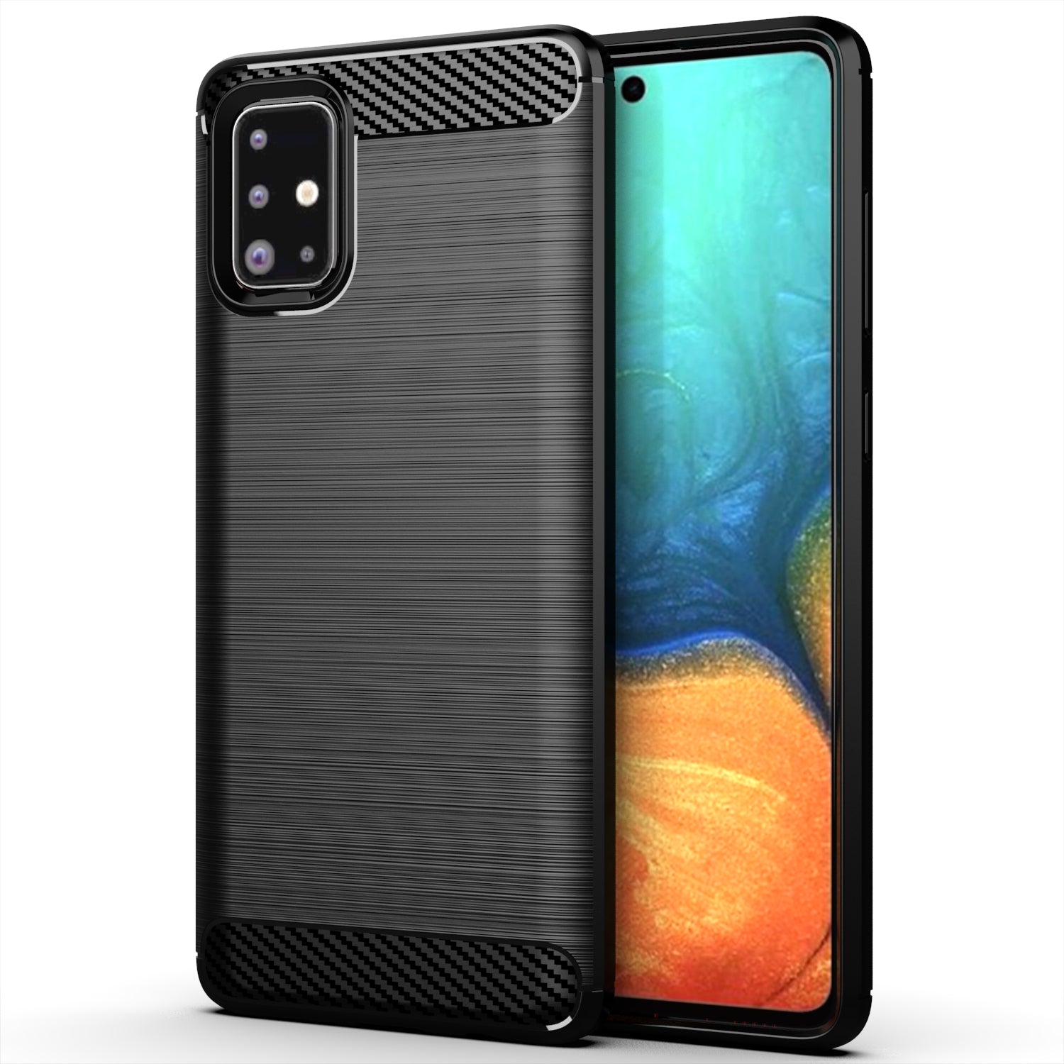 1.8mm eat Dissipation TPU Case Full Brushed Surface Coverage Carbon Fiber Texture Phone Cover for Samsung Galaxy A71 4G SM-A715