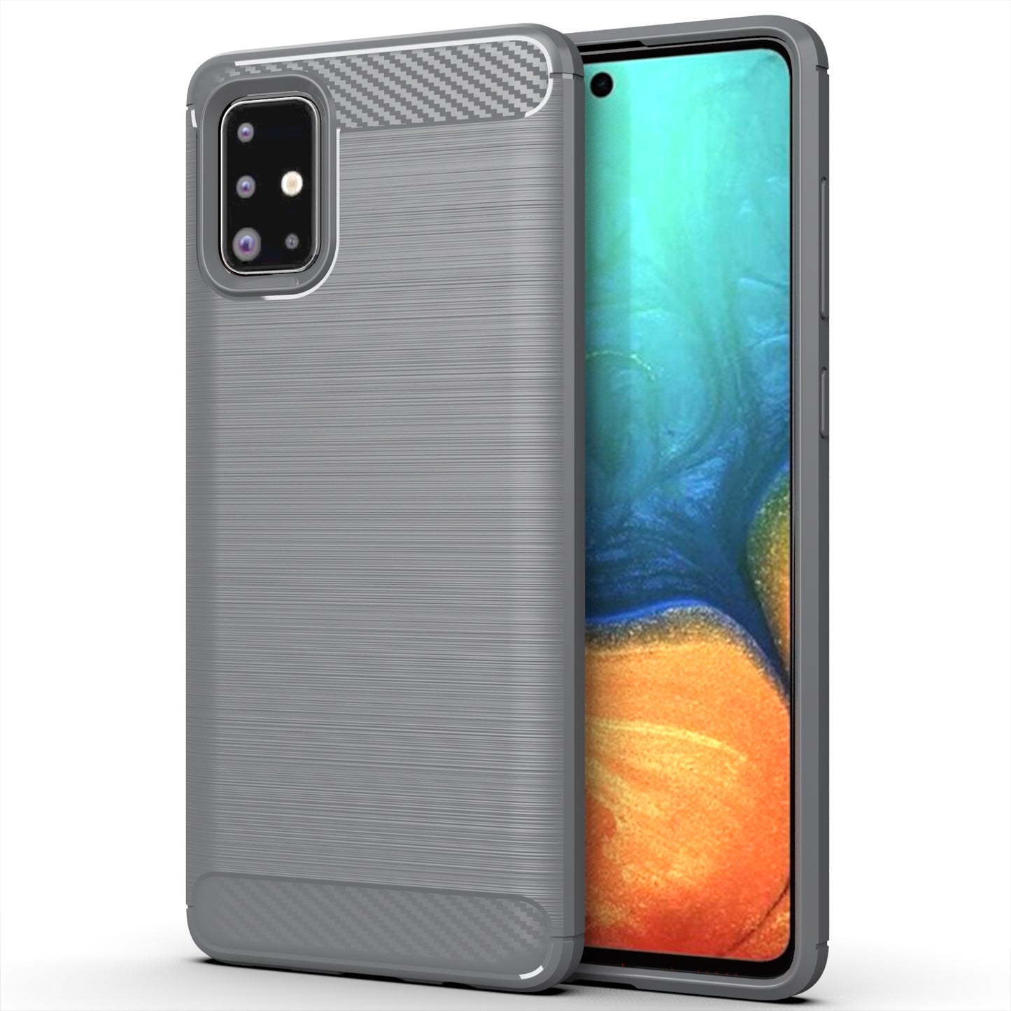 1.8mm eat Dissipation TPU Case Full Brushed Surface Coverage Carbon Fiber Texture Phone Cover for Samsung Galaxy A71 4G SM-A715