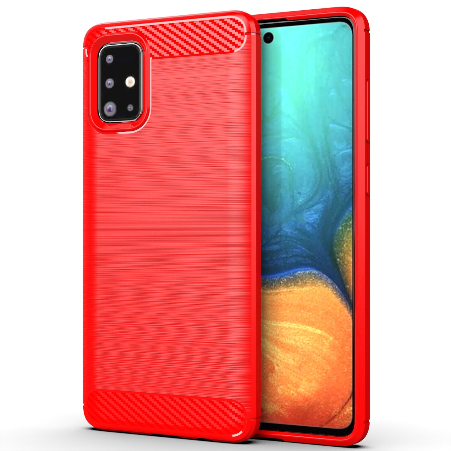 1.8mm eat Dissipation TPU Case Full Brushed Surface Coverage Carbon Fiber Texture Phone Cover for Samsung Galaxy A71 4G SM-A715
