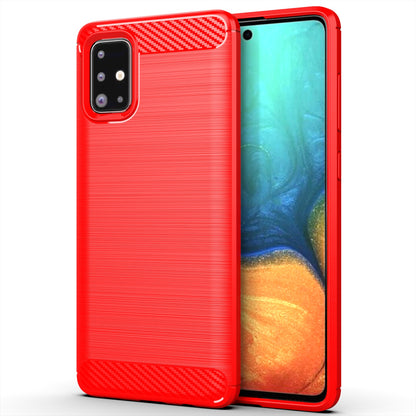 1.8mm eat Dissipation TPU Case Full Brushed Surface Coverage Carbon Fiber Texture Phone Cover for Samsung Galaxy A71 4G SM-A715