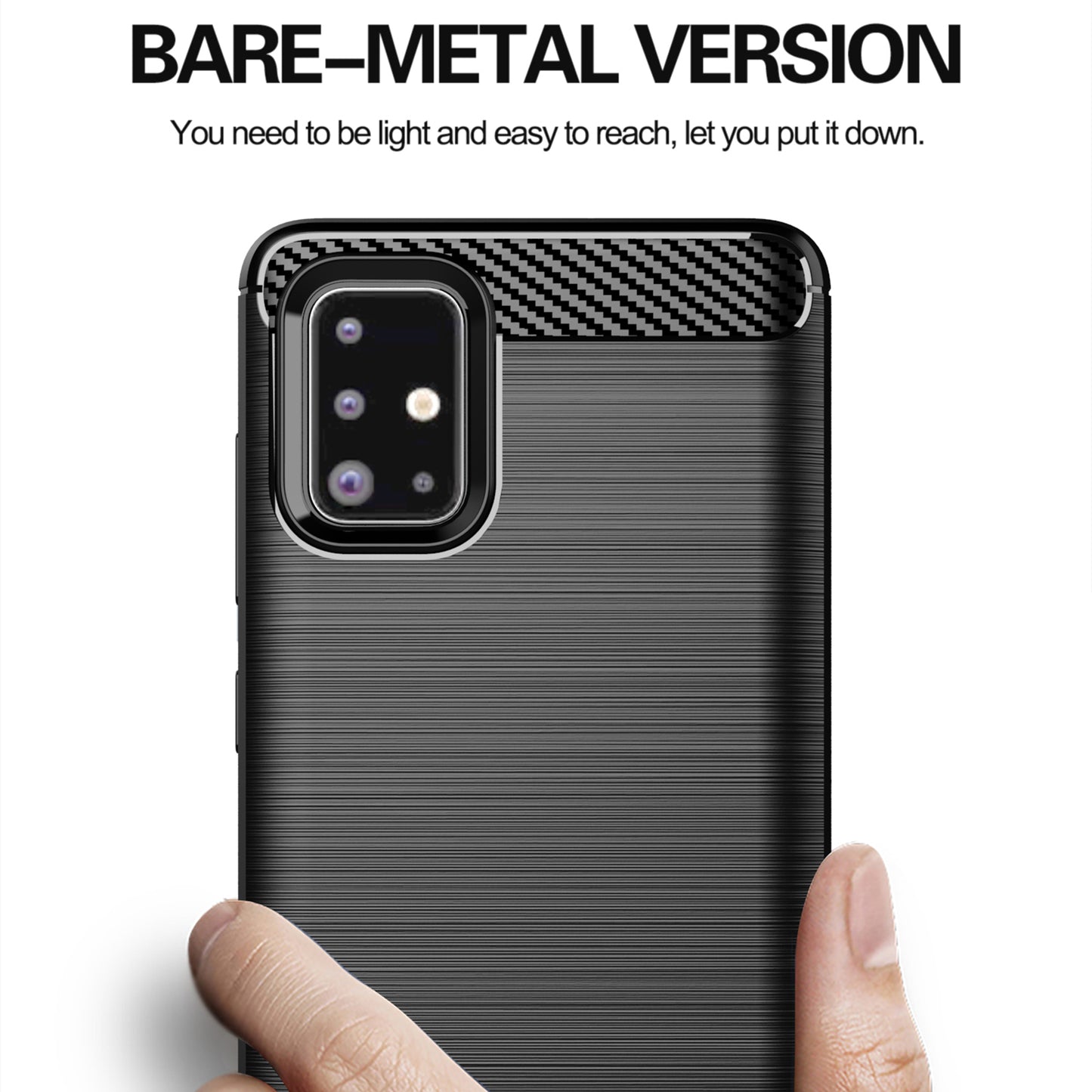 1.8mm eat Dissipation TPU Case Full Brushed Surface Coverage Carbon Fiber Texture Phone Cover for Samsung Galaxy A71 4G SM-A715