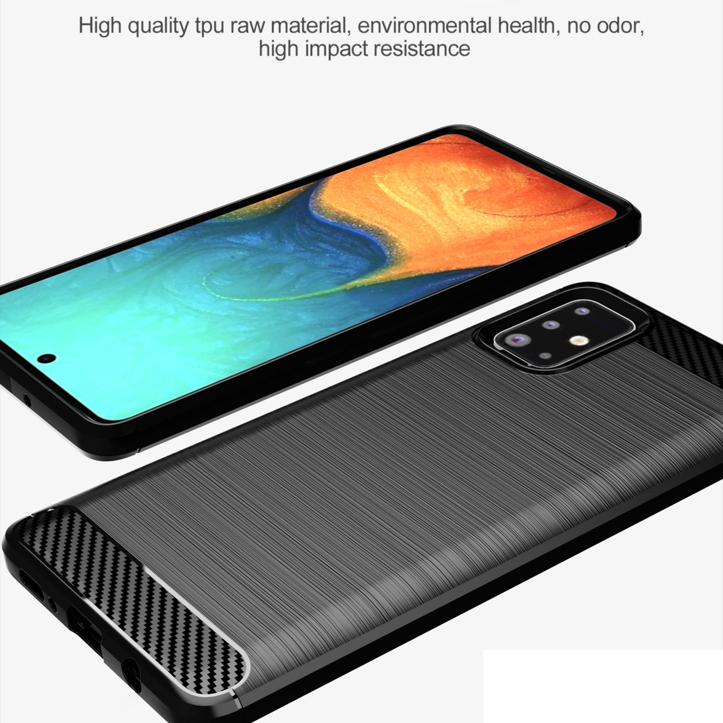 1.8mm eat Dissipation TPU Case Full Brushed Surface Coverage Carbon Fiber Texture Phone Cover for Samsung Galaxy A71 4G SM-A715