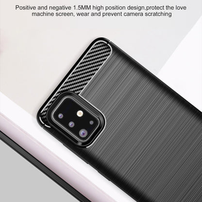 1.8mm eat Dissipation TPU Case Full Brushed Surface Coverage Carbon Fiber Texture Phone Cover for Samsung Galaxy A71 4G SM-A715