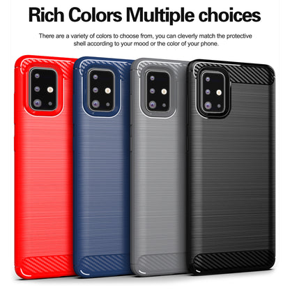 1.8mm eat Dissipation TPU Case Full Brushed Surface Coverage Carbon Fiber Texture Phone Cover for Samsung Galaxy A71 4G SM-A715