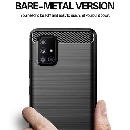1.8mm Heat Dissipation TPU Case Shock-Absorbed Fall-Resistant Carbon Fiber Texture Brushed Surface Phone Cover for Samsung Galaxy A71 5G SM-A716