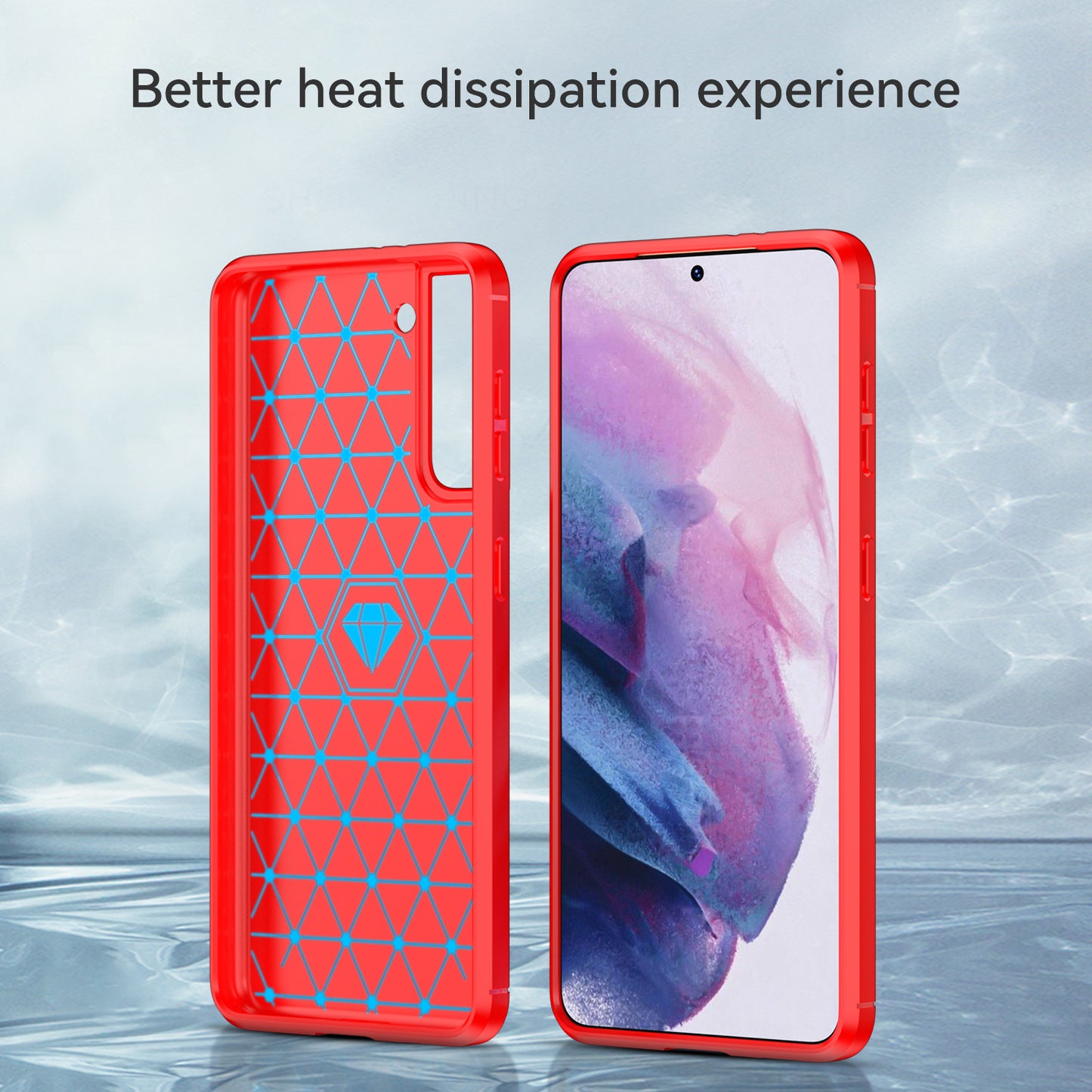 1.8mm Heat Dissipation TPU Case Anti-Scratch Anti-Fall Carbon Fiber Texture Phone Cover with Brushed Surface for Samsung Galaxy S21 4G/5G