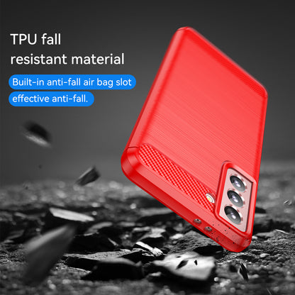 1.8mm Heat Dissipation TPU Case Anti-Scratch Anti-Fall Carbon Fiber Texture Phone Cover with Brushed Surface for Samsung Galaxy S21 4G/5G