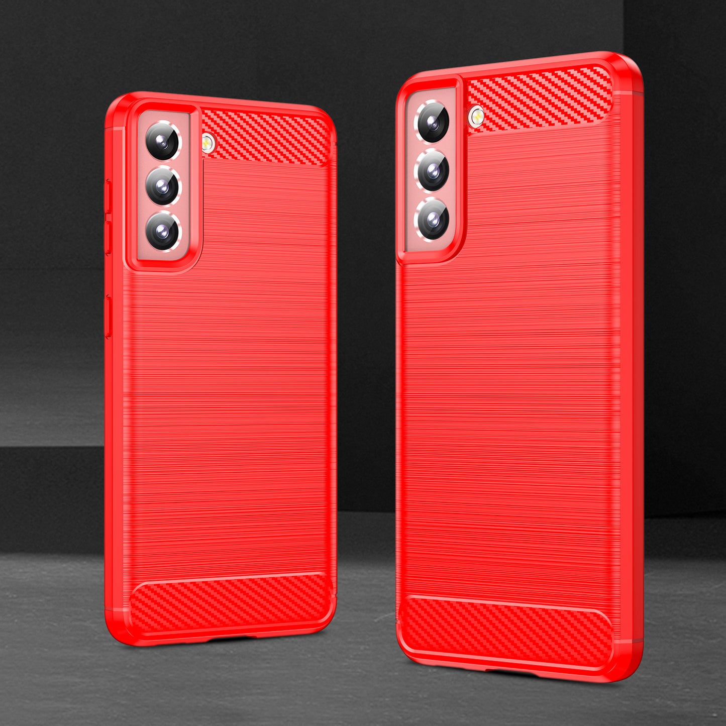 1.8mm Heat Dissipation TPU Case Anti-Scratch Anti-Fall Carbon Fiber Texture Phone Cover with Brushed Surface for Samsung Galaxy S21 4G/5G