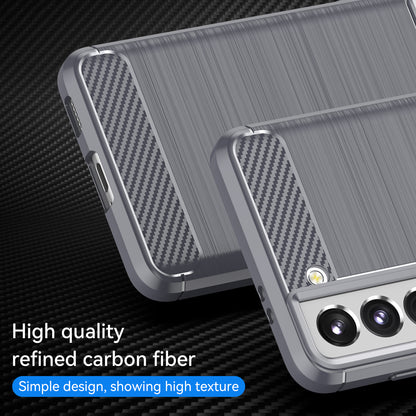 1.8mm Heat Dissipation TPU Case Anti-Scratch Anti-Fall Carbon Fiber Texture Phone Cover with Brushed Surface for Samsung Galaxy S21 4G/5G