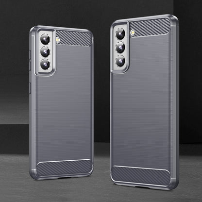 1.8mm Heat Dissipation TPU Case Anti-Scratch Anti-Fall Carbon Fiber Texture Phone Cover with Brushed Surface for Samsung Galaxy S21 4G/5G