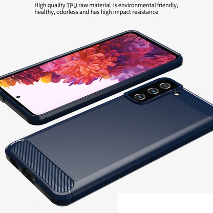 1.8mm Ultra Thin Soft TPU Case Heat Dissipation Carbon Fiber Texture Phone Cover with Brushed Surface for Samsung Galaxy S21+ 5G