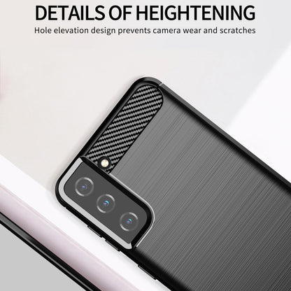 1.8mm Ultra Thin Soft TPU Case Heat Dissipation Carbon Fiber Texture Phone Cover with Brushed Surface for Samsung Galaxy S21+ 5G