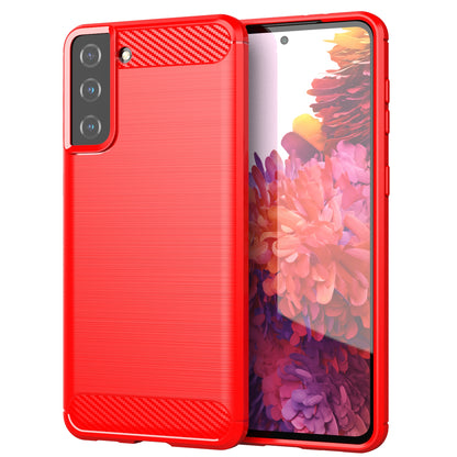 1.8mm Ultra Thin Soft TPU Case Heat Dissipation Carbon Fiber Texture Phone Cover with Brushed Surface for Samsung Galaxy S21+ 5G