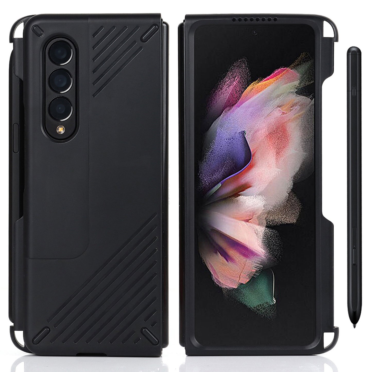 Anti-scratch Hard PC Folding Phone Case with Stylus Pen Slot for Samsung Galaxy Z Fold3 5G