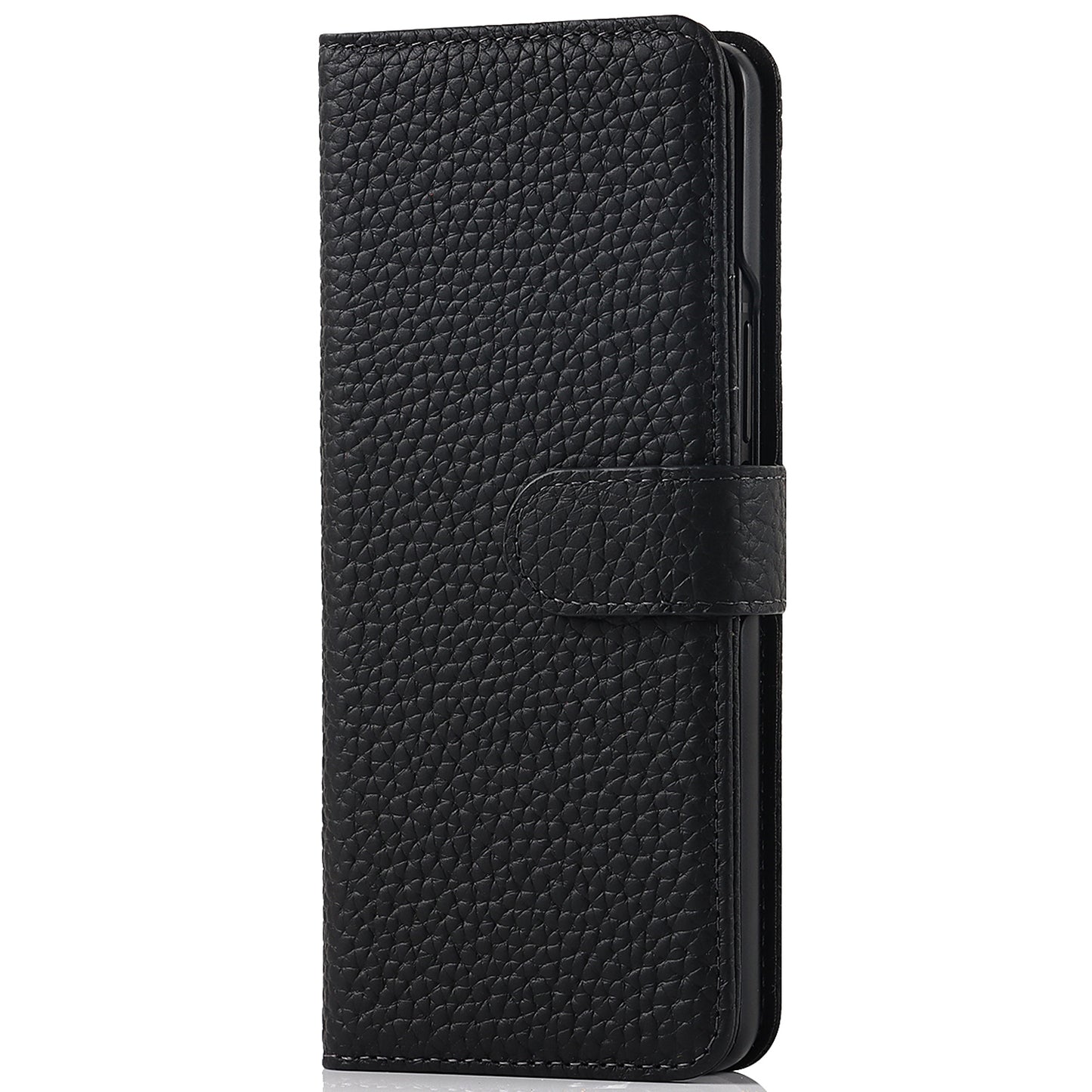 Stand Wallet Design Litchi Texture Genuine Leather + PC Phone Case Cover with Detachable Pen Slot for Samsung Galaxy Z Fold3 5G