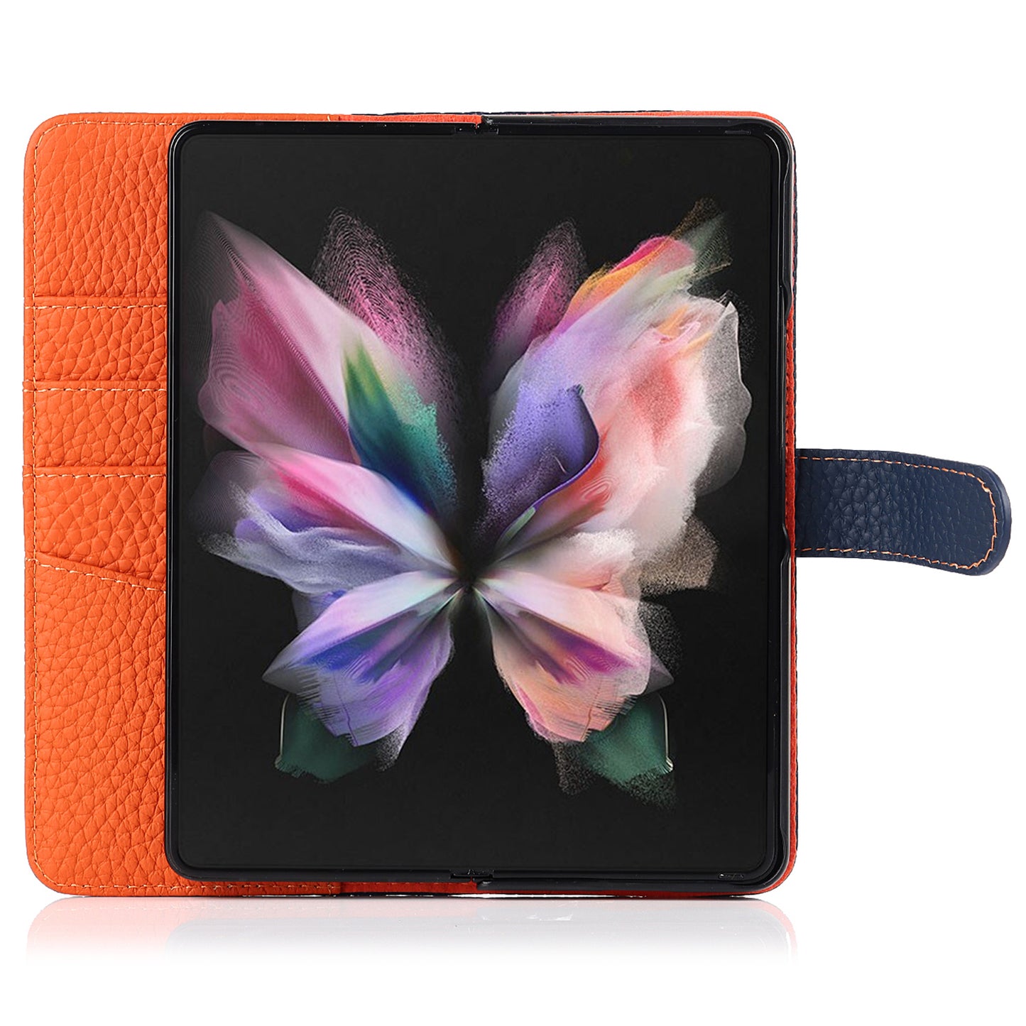 Stand Wallet Design Litchi Texture Genuine Leather + PC Phone Case Cover with Detachable Pen Slot for Samsung Galaxy Z Fold3 5G