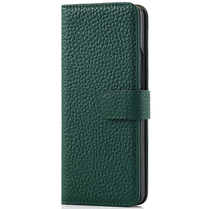 Stand Wallet Design Litchi Texture Genuine Leather + PC Phone Case Cover with Detachable Pen Slot for Samsung Galaxy Z Fold3 5G
