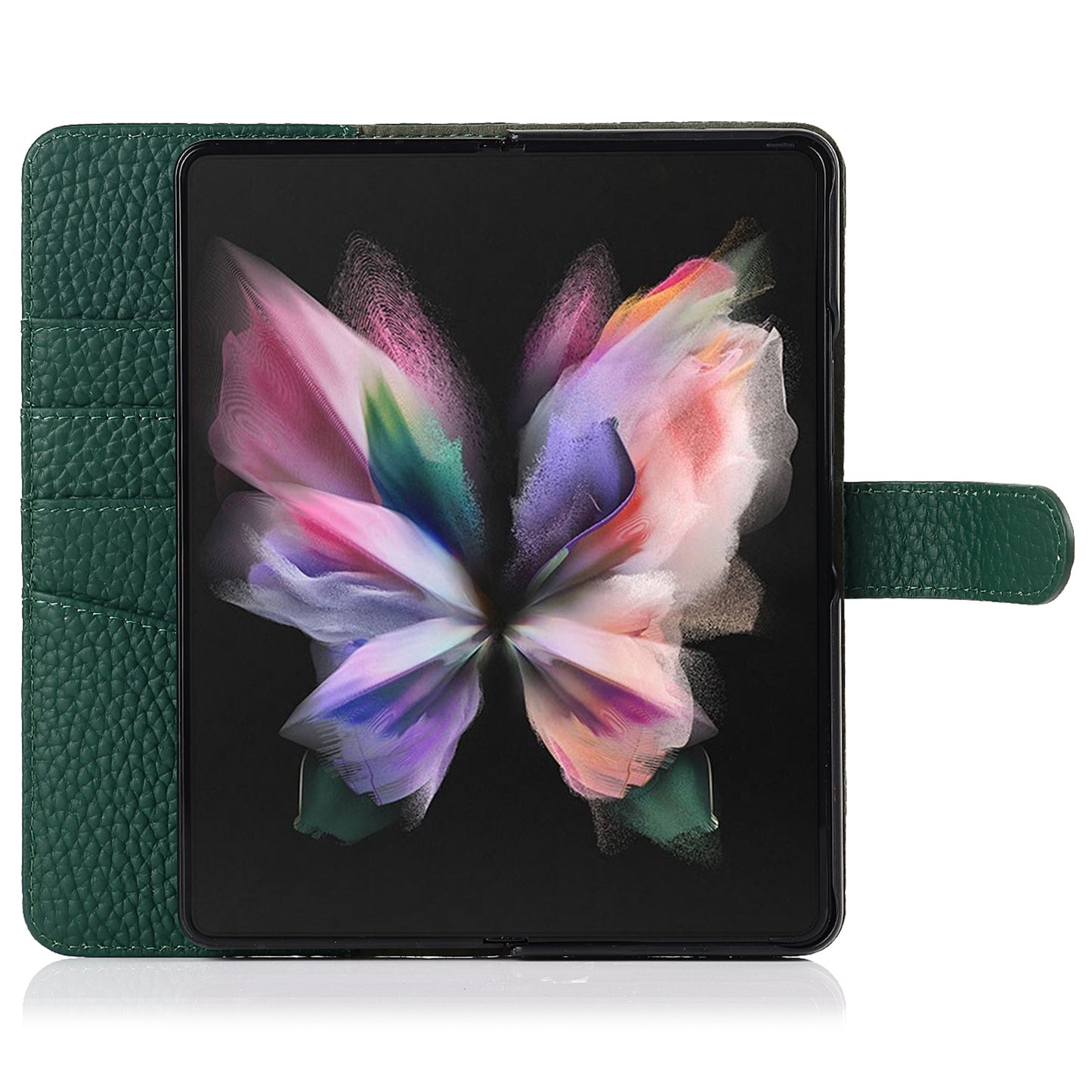 Stand Wallet Design Litchi Texture Genuine Leather + PC Phone Case Cover with Detachable Pen Slot for Samsung Galaxy Z Fold3 5G