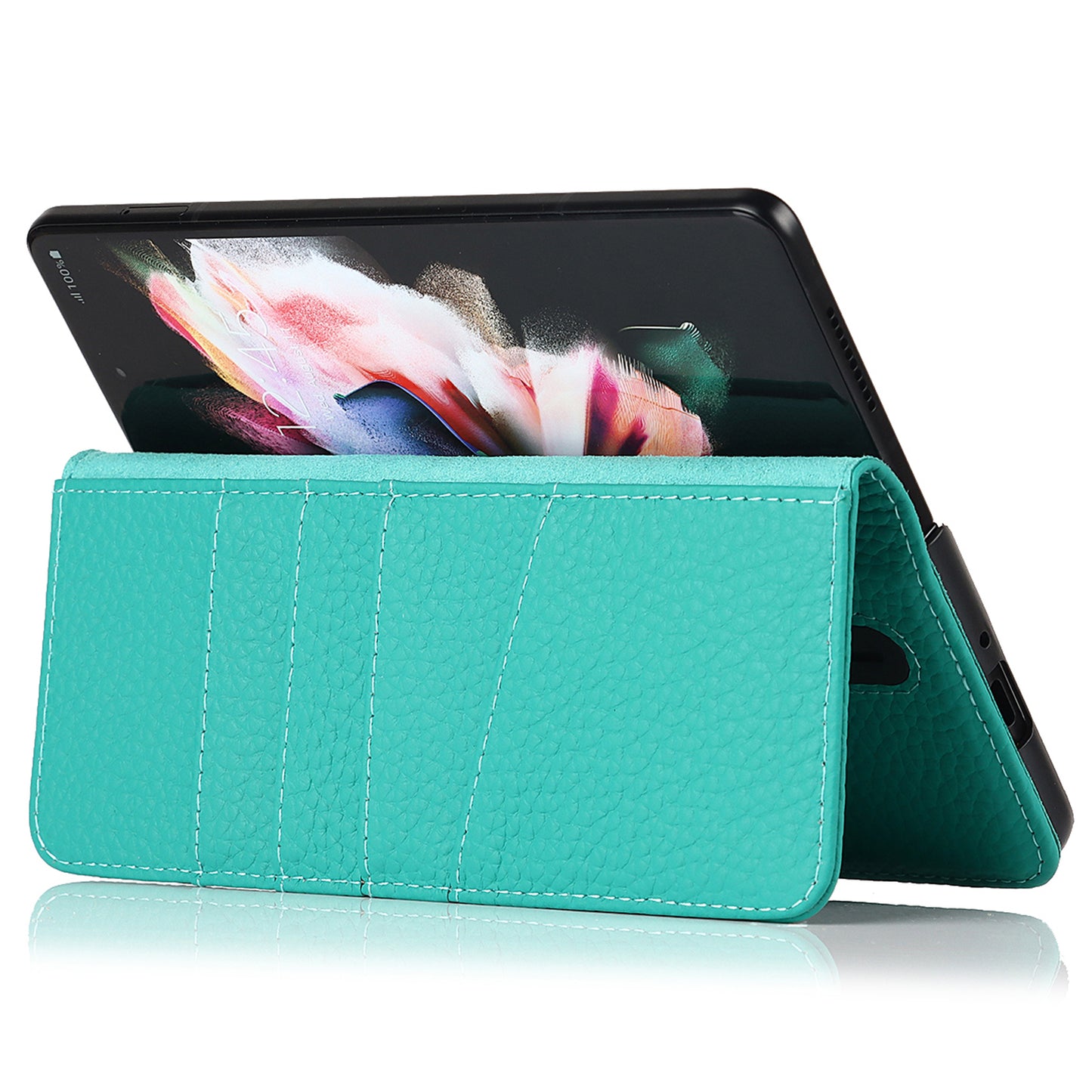 Stand Wallet Design Litchi Texture Genuine Leather + PC Phone Case Cover with Detachable Pen Slot for Samsung Galaxy Z Fold3 5G
