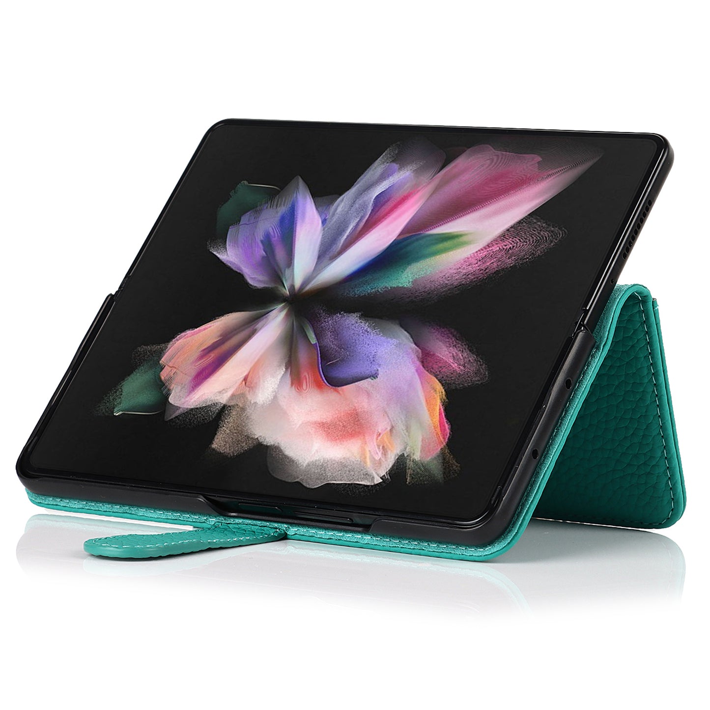 Stand Wallet Design Litchi Texture Genuine Leather + PC Phone Case Cover with Detachable Pen Slot for Samsung Galaxy Z Fold3 5G