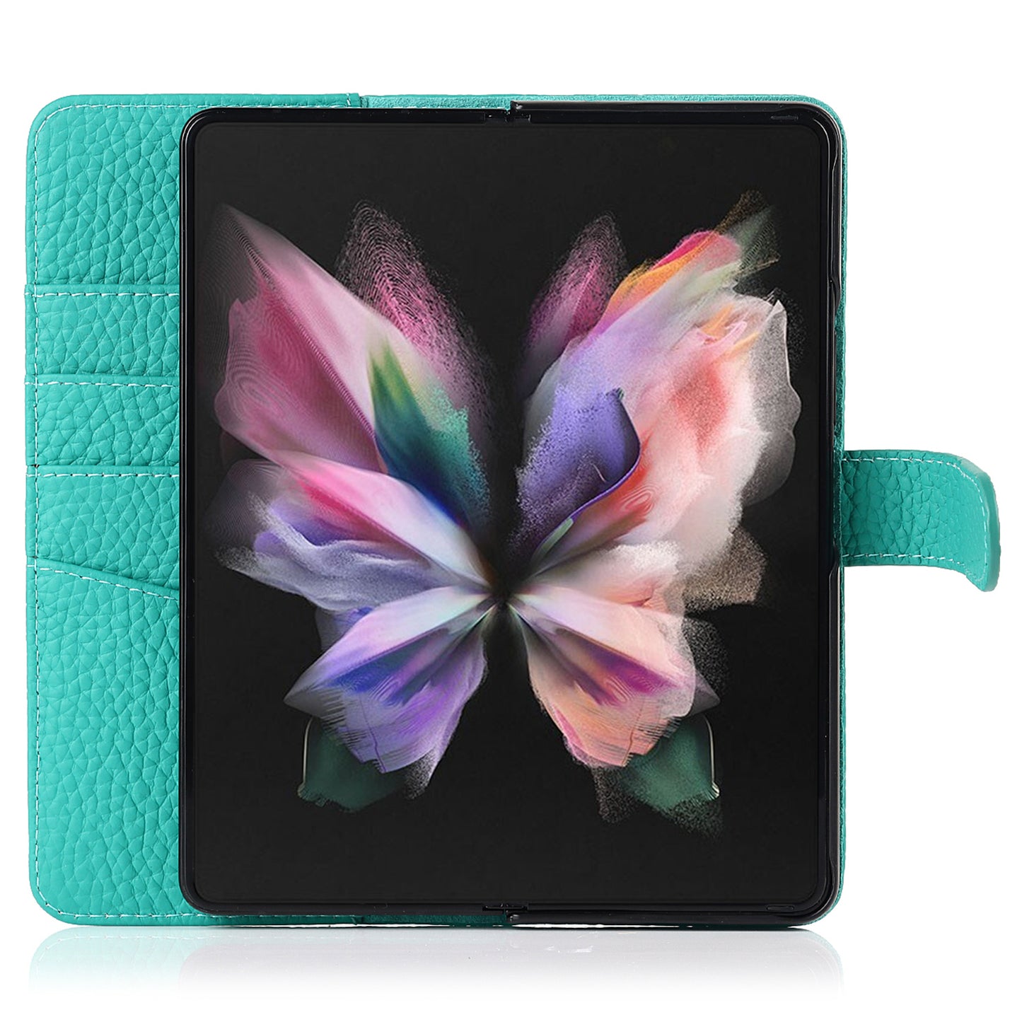 Stand Wallet Design Litchi Texture Genuine Leather + PC Phone Case Cover with Detachable Pen Slot for Samsung Galaxy Z Fold3 5G