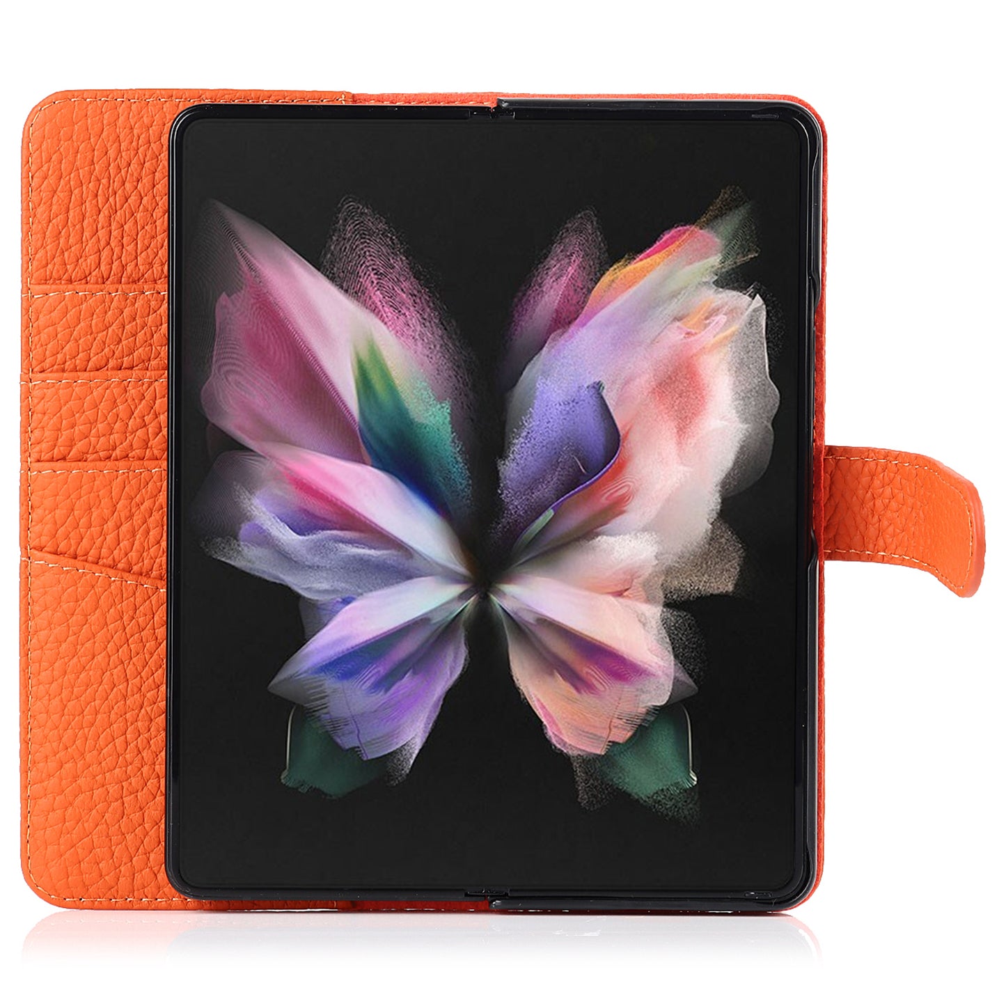Stand Wallet Design Litchi Texture Genuine Leather + PC Phone Case Cover with Detachable Pen Slot for Samsung Galaxy Z Fold3 5G