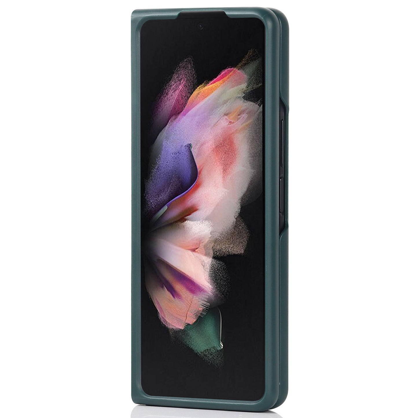 Palm Print Genuine Leather + PC Phone Case Kickstand Cover with Detachable Pen Slot for Samsung Galaxy Z Fold3 5G