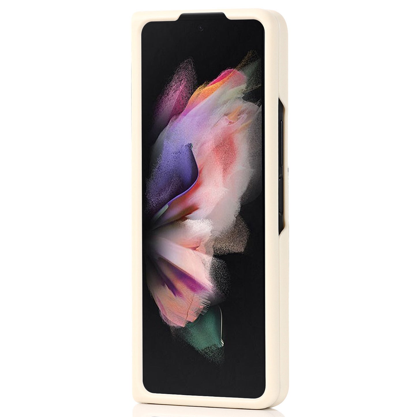 Palm Print Genuine Leather + PC Phone Case Kickstand Cover with Detachable Pen Slot for Samsung Galaxy Z Fold3 5G