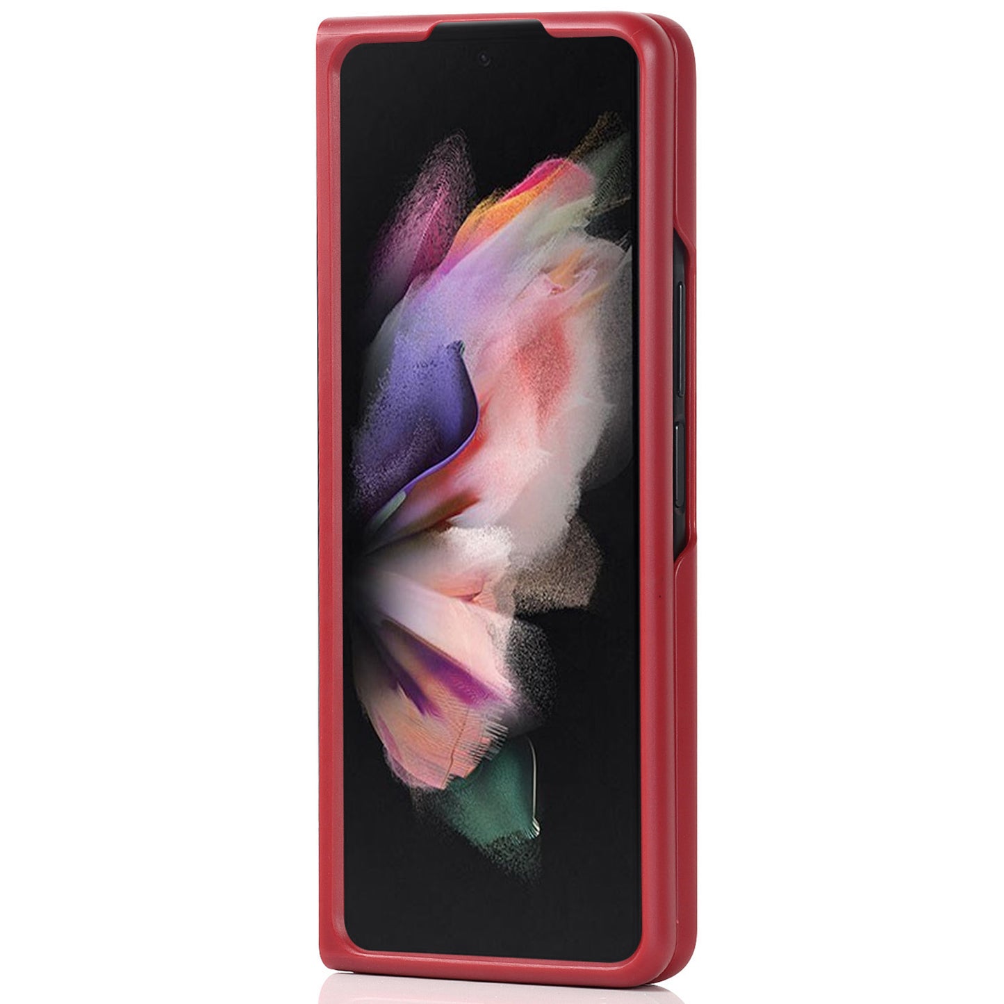 Palm Print Genuine Leather + PC Phone Case Kickstand Cover with Detachable Pen Slot for Samsung Galaxy Z Fold3 5G