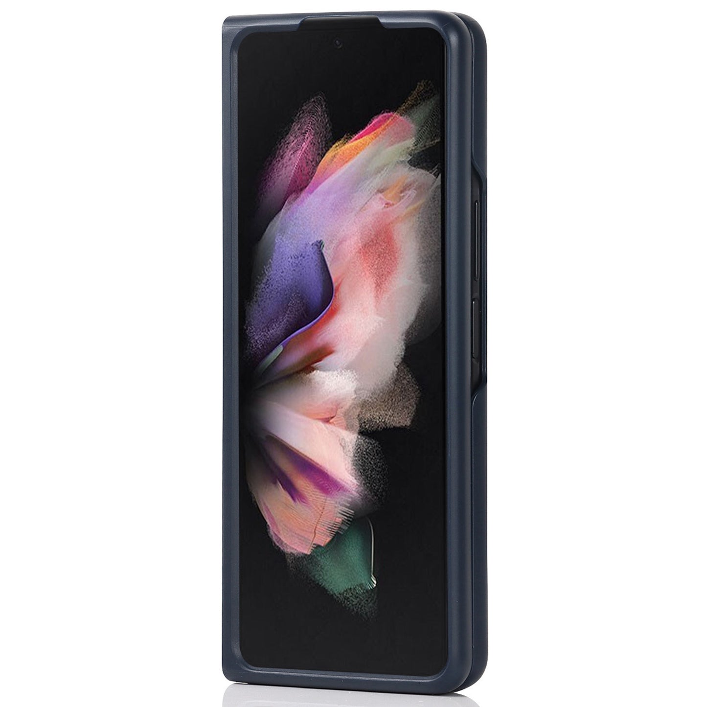 Palm Print Genuine Leather + PC Phone Case Kickstand Cover with Detachable Pen Slot for Samsung Galaxy Z Fold3 5G