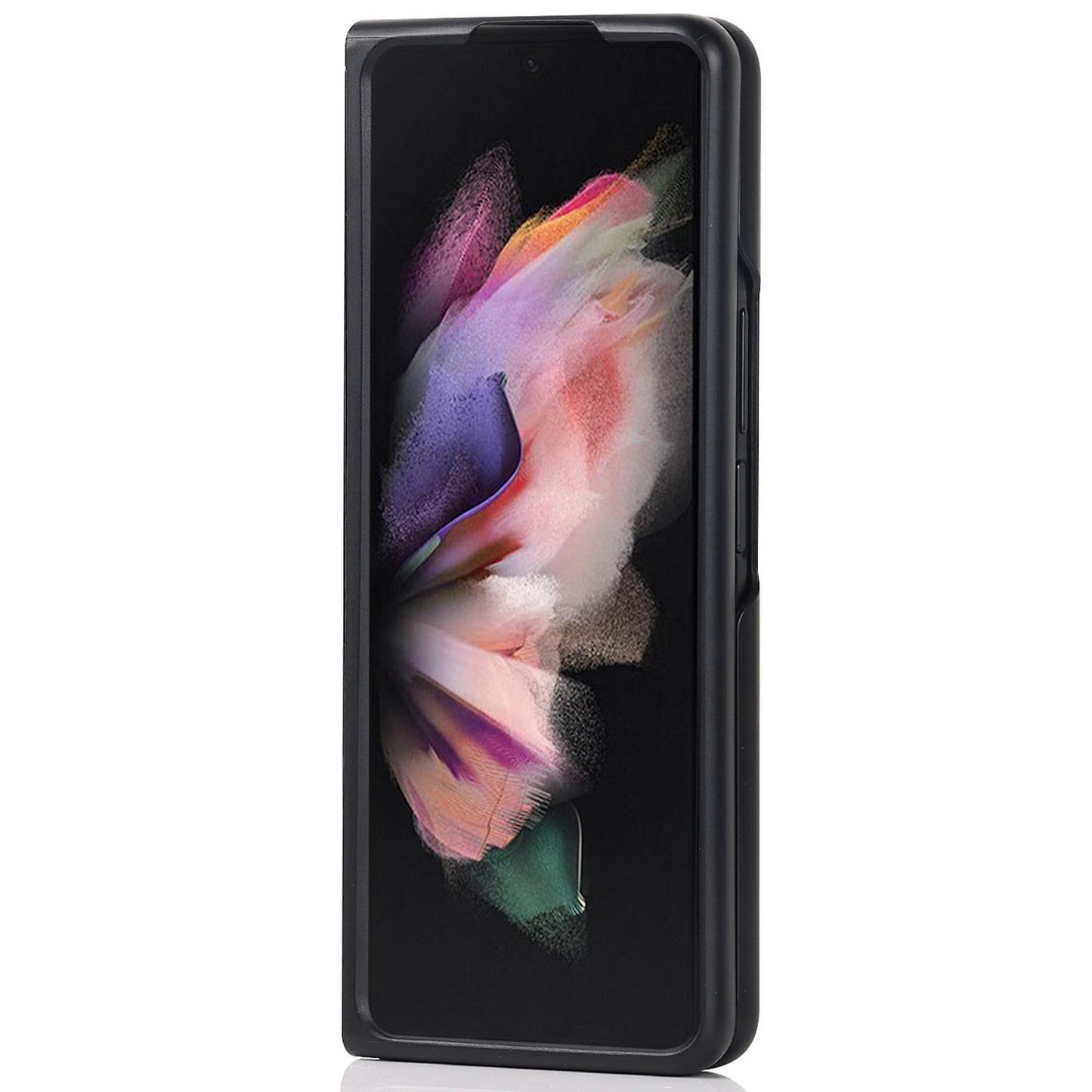 Palm Print Genuine Leather + PC Phone Case Kickstand Cover with Detachable Pen Slot for Samsung Galaxy Z Fold3 5G