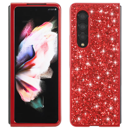 Glitter Sequins TPU Frame + PC Back Cover Electroplating Protective Phone Case for Samsung Galaxy Z Fold3 5G