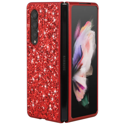 Glitter Sequins TPU Frame + PC Back Cover Electroplating Protective Phone Case for Samsung Galaxy Z Fold3 5G