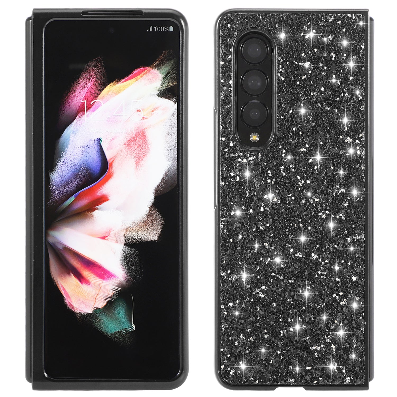Glitter Sequins TPU Frame + PC Back Cover Electroplating Protective Phone Case for Samsung Galaxy Z Fold3 5G