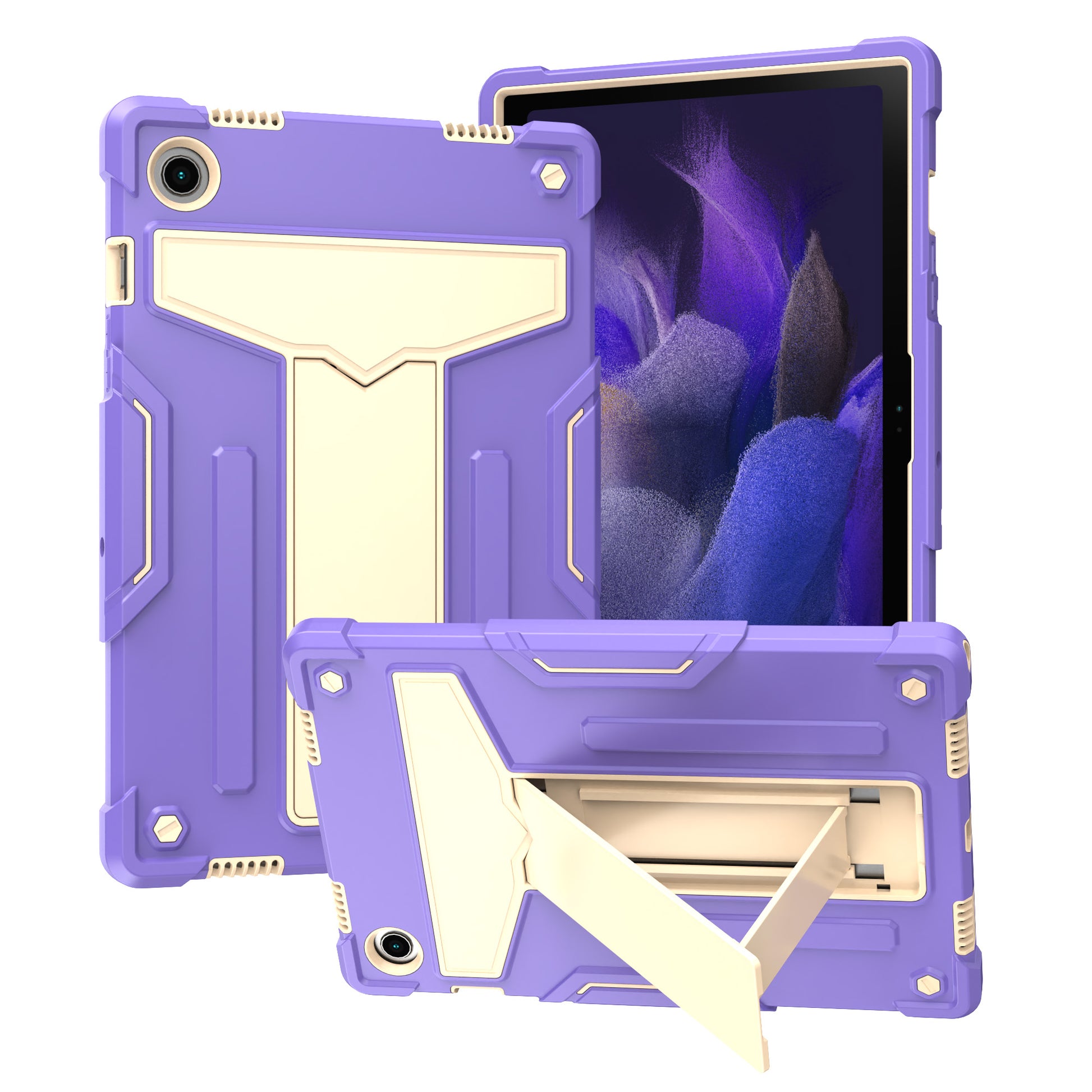 Foldable T-shaped Tablet Case with Kickstand PC Silicone Shockproof Protector Cover for Samsung Galaxy Tab A8 10.5 (2021)