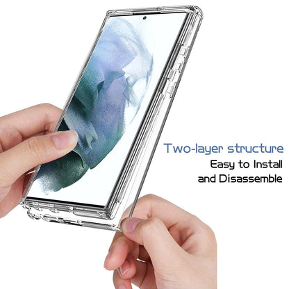 For Samsung Galaxy S22 Ultra 5G TPU + PC Anti-scratch Cell Phone Case Detachable 2-in-1 Design Clear Gradient Color Cover