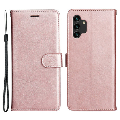 For Samsung Galaxy A13 4G KT Leather Series-2 Solid Color Flip Phone Case Wallet PU Leather + TPU Phone Cover with Supporting Stand